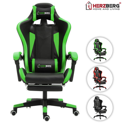 Herzberg HG-8080: Ergonomischer Gaming-Stuhl im Rennstil Green Grün